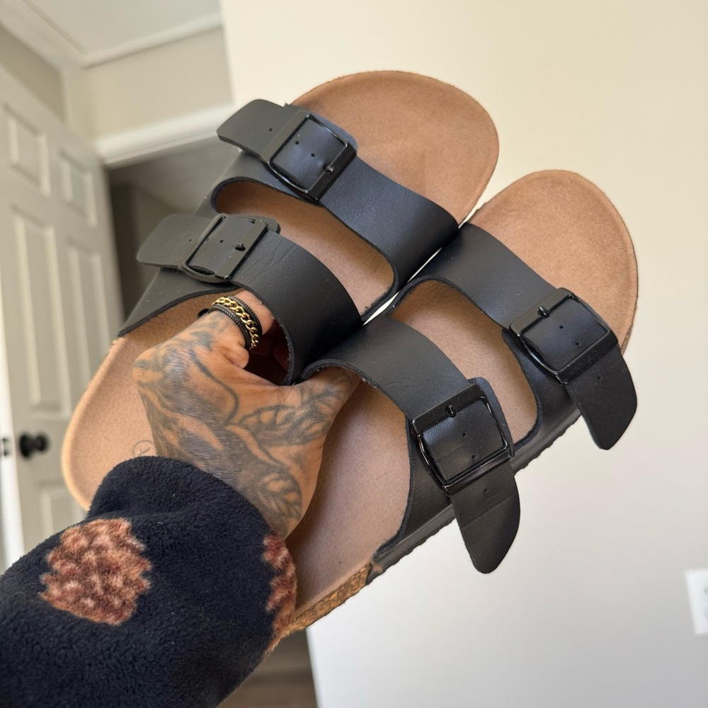 Faux leather Birkenstock lookalike cork sandals